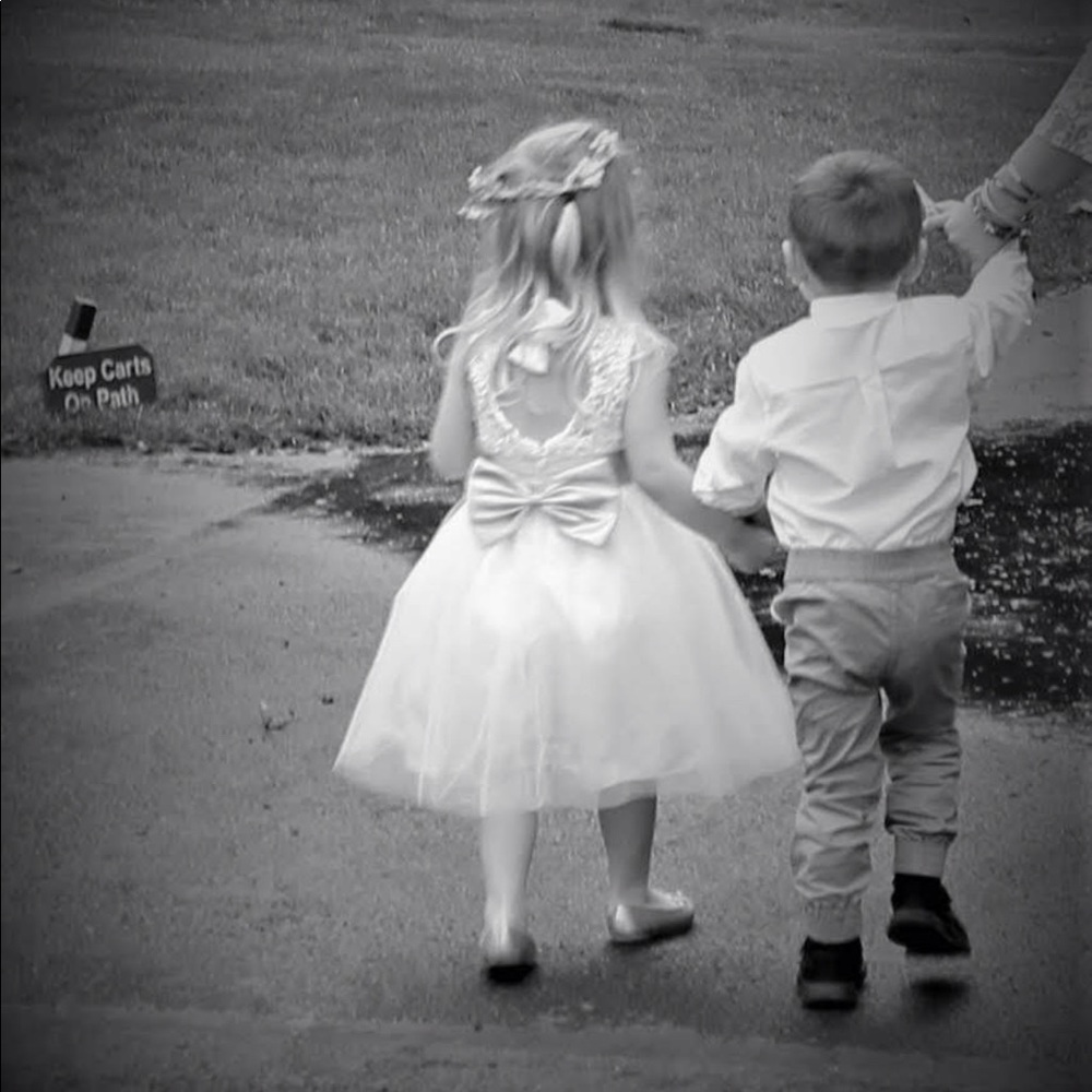 precious flower girl gold blow white tulle